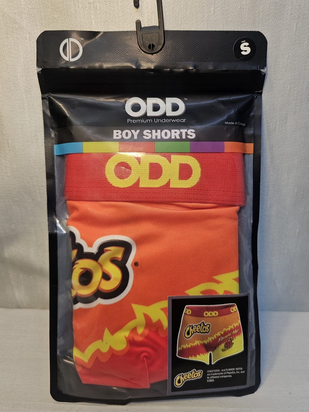 ODD Premium Underwear Cheetos Women's Boy Shorts-Bright Orange with Yellow Logo